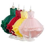 Esaierr Toddler Kids Girl Presenter Evening Gown Tutu Princess Dress Ruffles Lace Party Wedding Dresses Banquet Performance Party Gown 4-12 Years Old