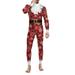 Licupiee Women Men Christmas Jumpsuit Snowflake Print Bodycon Long Sleeve High Neck Bodysuit Costume