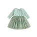 LisenraIn Toddler Girl Fall Dress Long Sleeve Round Neck Floral Embroidery Lace Dress Kids Tulle Dress