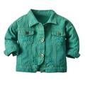 Mrat Kids Coat Baby Boys Girls Jacket Fall Long Sleeve Button Coat Cardigan Stand Collar Coat Open Front Jacket Outerwear Clothes Children s Jacket Green 3-4 Years