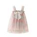 Toddler Baby Kids Girls Bowknot Sequin Summer Sleeveless Beach Tutu Dress Casual Layered Tulle Dresses Princess Birthday Party Beach Dresses 1-6Y Holiday Outfits for Girls Girls Summer Dresses 2t