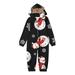 Virmaxy Matching Family Christmas Hooded Pajamas Sets Toddler Kids Elk Antler Hooded Romper Elastic Cuffs Xmas Printed PJ s Zipper Jumpsuit Loungewear Xmas Gift For Family Black-B 8