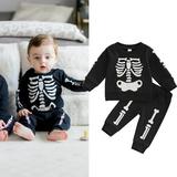 Unisex Kids Halloween Costume Skeleton Pants Set 0-24 Months
