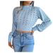 Shldybc Blue Womens Striped Sweaters 2023 Fall Long Sleeve Side Slit Oversized Sweaters Trendy Crew Neck Knit Pullover Tops - Fall/Winter Clearance