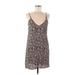 Xhilaration Casual Dress - Shift V-Neck Sleeveless: Gray Floral Dresses - Women's Size Medium