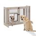 Grey Weathered Free Standing Dog Gate with Door, 41" L X 18" W X 27.6" H, Medium