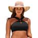 Plus Size Women's High Neck Halter Bikini Top by Swimsuits For All in Black (Size 22)