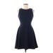 Banana Republic Casual Dress - A-Line Crew Neck Sleeveless: Blue Print Dresses - Women's Size 6 Petite