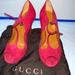 Gucci Shoes | Gucci Shoes | Gucci Maroon Suede Betty T-Strap Platform Peep Toe | Color: Red | Size: 5