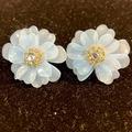 J. Crew Jewelry | J. Crew Blue Flower Earrings With Blue Rhinestones | Color: Blue/Gold | Size: Os