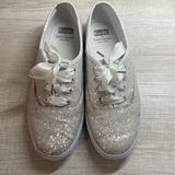 Kate Spade Shoes | Kate Spade Keds Size 7.5 Women’s Sparkle Wedding Shoes White & Silver | Color: Silver/White | Size: 7.5