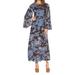 Free People Dresses | Free People Melrose Floral Print Maxi Dress Bell Long Sleeve Women's Size 10 | Color: Black/Blue | Size: 10