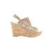 Franco Sarto Wedges: Tan Print Shoes - Women's Size 9 - Open Toe