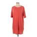 Z Supply Casual Dress - Shift Crew Neck Short sleeves: Orange Print Dresses - Women's Size Small