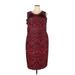 Beige by ECI Cocktail Dress - Sheath: Red Baroque Print Dresses - New - Women's Size 24