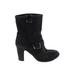 Barneys New York Boots: Strappy Chunky Heel Bohemian Black Print Shoes - Women's Size 36 - Round Toe