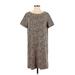 Lands' End Casual Dress - Mini Crew Neck Short sleeves: Brown Dresses - Women's Size Small