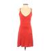 Lulus Casual Dress - A-Line V Neck Sleeveless: Red Print Dresses - Women's Size X-Small