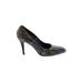 Donald J Pliner Heels: Slip On Stilleto Cocktail Black Snake Print Shoes - Women's Size 6 - Almond Toe