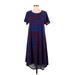 Lularoe Casual Dress - Midi: Blue Stripes Dresses - Women's Size Small