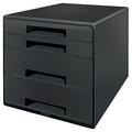 Leitz Drawer Cabinet, 4 Drawers, A4, 100% Recyclable, Climate Compensated, Blue Angel Certified, Recycle Range, Black, 53720095