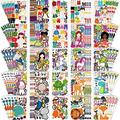 Make Your Own Stickers for Kids 100 Sheets with 25 Designs, Make-a-Face Stickers Animal Unicorn Mermaid Girl and Boy Face Stickers Sheets, Party DIY Kit for Festival Art Craft School Family Reward