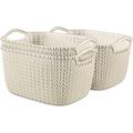 19L Curver Knit Large Rectangular Storage Basket, White | Decorative Plastic Baskets with Handles | Household Organizers for Kitchen, Countertop, Cabinets, Pantry, Bedrooms, Bathrooms Organization (3)