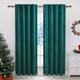 WOLTU Velvet Curtains Opaque Blackout Curtain with Ruffle Tape Thermal Curtain 300 g/m² Heavy Velvet Blackout Curtains for Bedroom Living Room 140 x 225 cm (W x H) Dark Green Pack of 2