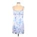 Forever 21 Casual Dress - Mini: Blue Acid Wash Print Dresses - Women's Size Large
