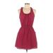 Imaginary Voyage Casual Dress - Mini Scoop Neck Sleeveless: Burgundy Solid Dresses - Women's Size Medium