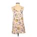Style Rack Casual Dress - Mini Plunge Sleeveless: Tan Print Dresses - Women's Size Small
