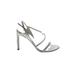 Stuart Weitzman Heels: Slingback Stilleto Cocktail Party Silver Solid Shoes - Women's Size 9 1/2 - Open Toe