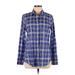 Banana Republic Long Sleeve Button Down Shirt: Blue Print Tops - Women's Size Medium