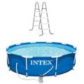 Intex 2.5ft x 10ft Metal Above Ground in Blue/Gray | 30 H x 120 W x 120 D in | Wayfair 28201EH + 28066E