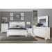 Orren Ellis Daqwon Faux Upholstered LED Panel Bedroom Set King 6 Piece: Bed, Dresser, Mirror, 2 Nightstands, Chest Upholstered in White | Wayfair