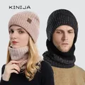 Ensemble bonnet et écharpe de ski unisexe pour hommes et femmes bonnets d'hiver chapeau chaud