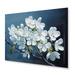 Winston Porter Apple Blossom Monochromatic Elegance VIII - Apple Blossom Metal Wall Decor Metal in Blue/White | 12 H x 20 W x 1 D in | Wayfair