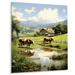 Latitude Run® Cow Pastoral Harmony I - Animals Cow Metal Wall Art Metal in Brown/Green | 32 H x 16 W x 1 D in | Wayfair