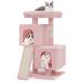 Tucker Murphy Pet™ Duan Cat Tree Kitten Tower Condo w/ Scratching Post & Padded Perch Bed in Pink/Gray | 34 H x 19.5 W x 18 D in | Wayfair