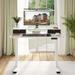 Inbox Zero Lysandre Home Office Height Adjustable Standing Desk w/ 2 Drawers Wood/Metal in White | 48.6 H x 47.3 W x 23.6 D in | Wayfair
