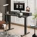 Inbox Zero Lysandre Home Office Height Adjustable Standing Desk w/ 2 Drawers Wood/Metal in Black | 48.6 H x 47.3 W x 23.6 D in | Wayfair