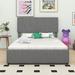 Latitude Run® Full Size Upholstery Platform Bed w/ Four Drawers on Two Sides, Adjustable Headboard Upholstered/Velvet in Gray | Wayfair