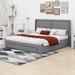 Latitude Run® Loral Queen Size Storage Hydraulic Platform Bed w/ 2 Drawers Upholstered/Metal/Linen in Gray | 43.7 H x 64.2 W x 82.7 D in | Wayfair