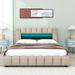 Latitude Run® Lotson Queen Storage Standard Bed Wood & /Upholstered/Linen in Brown | 38 H x 65 W x 86 D in | Wayfair