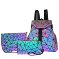 Sac à dos holographique géométrique pour adolescentes ensemble de sacs à dos Shoous pour femmes