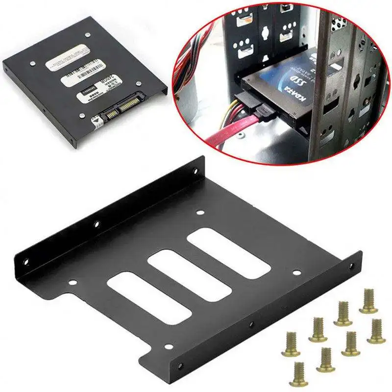 Adaptateur de montage en métal Ssd Hdd de 2.5 pouces à 3.5 pouces, support de vis de Base, support de disque dur, Kit de montage en métal, support boîtier Pc Ssd