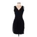 Jonathan Martin Casual Dress - Mini V Neck Sleeveless: Black Print Dresses - Women's Size 6 Petite