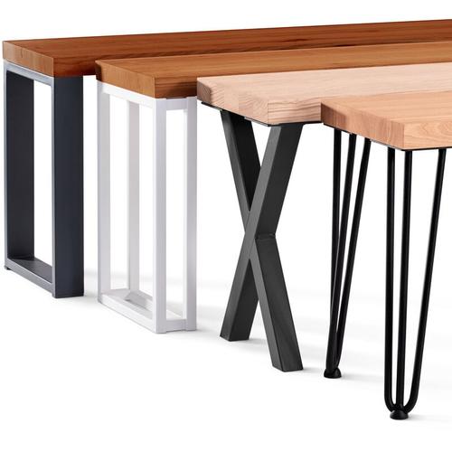 Sitzbank Esszimmer Holzbank 30x60x47cm, Möbelfüße Design Weiß / Roh – Rustikal / Rohstahl mit