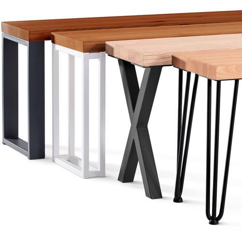 Sitzbank Esszimmer Holzbank 30x160x47cm, Möbelfüße Design Schwarz / Rustikal – Rustikal / Weiss