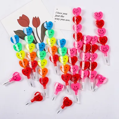 10 Stück Herzblock-Malstifte für Kindergeburtstag, Gastgeschenke, Valentinstag, Schulanfang, Image